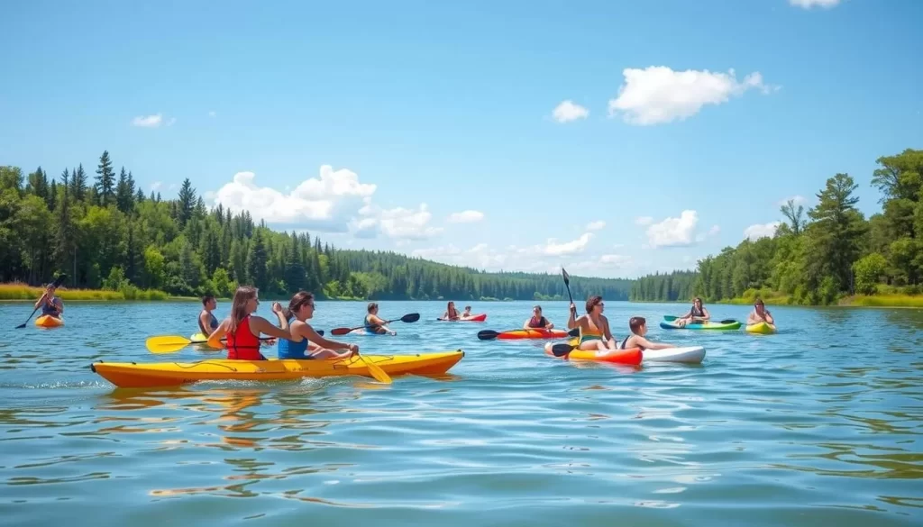 Image of people enjoying various water activities on Lake Manitoba