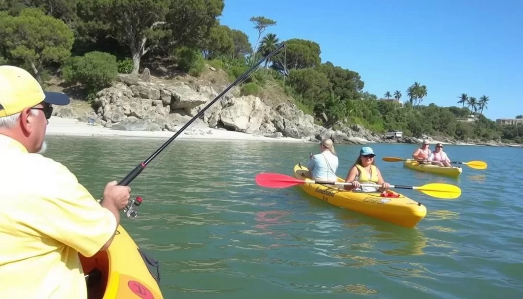 Image of people fishing or kayaking in Huntington Beach State Park