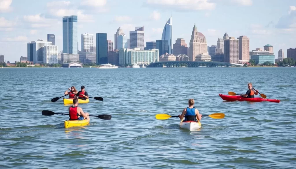 Image of people kayaking on Lake Michigan near Grand Rapids