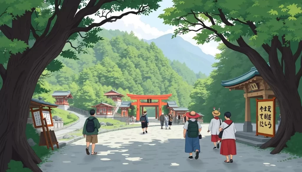 Image of pilgrims walking along the Kumano Kodo pilgrimage routes