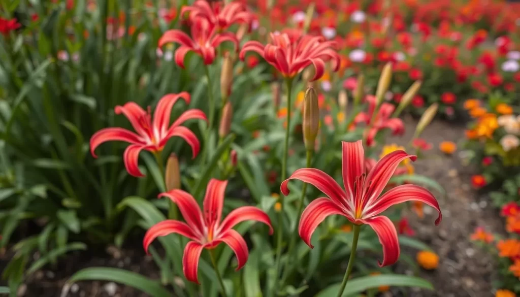 Image of red spider lilies at Kinchakuda