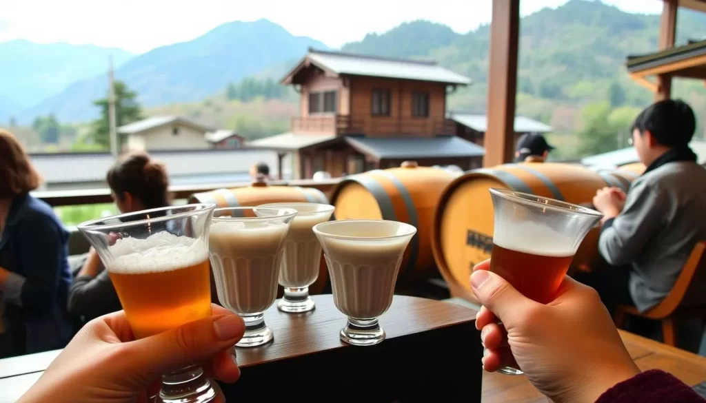 Image of sake tasting at a Nagano brewery