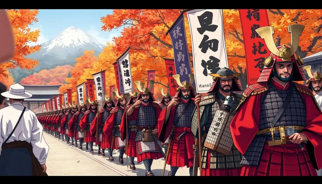 Image of samurai parade during Matsushiro Autumn Sanada Clan Festival