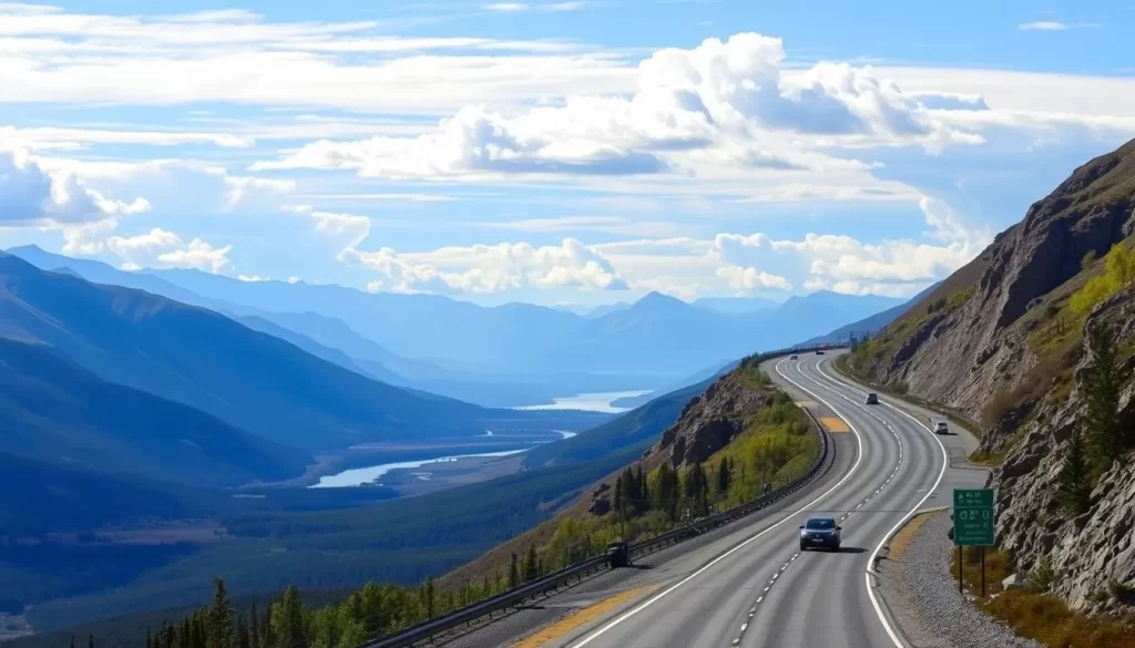 Image of the Alaska Highway winding through Yukon landscapes