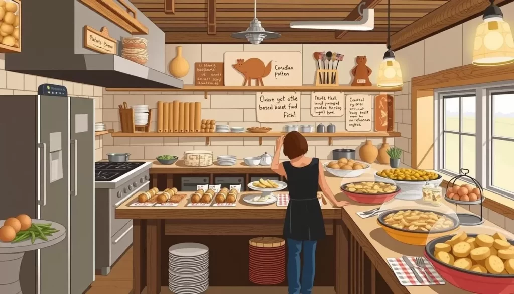 Image of the Canadian Potato Museum's kitchen, showcasing potato-based dishes