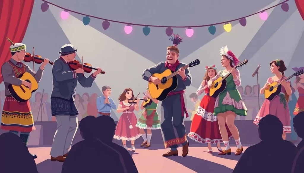 Image of the Fiddling and Jigging Talent Show, featuring musicians and dancers competing on the K'atl'odeeche First Nation Reserve.