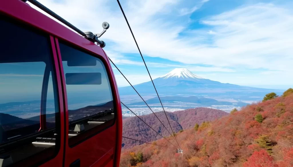 Image of the Fuji Panoramic Ropeway with Mount Fuji in the background