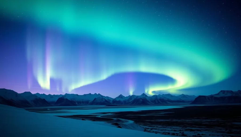 Image of the Northern Lights in Svalbard during Polar Night