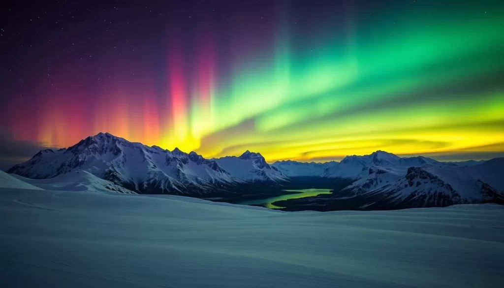 Image of the Northern Lights over the Mackenzie Mountains