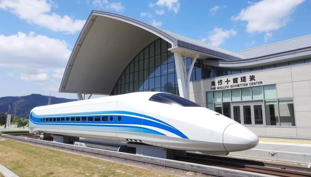 Image of the Yamanashi Prefectural Maglev Exhibition Center's exterior or a maglev train on display
