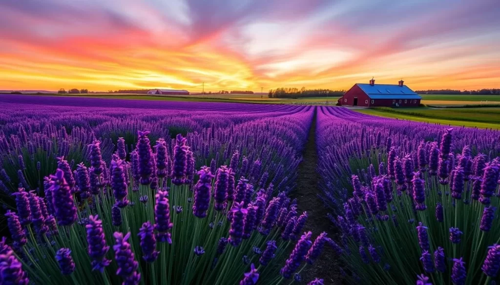 Image of the lavender fields at Island Lavender Distillery Farm on Prince Edward Island