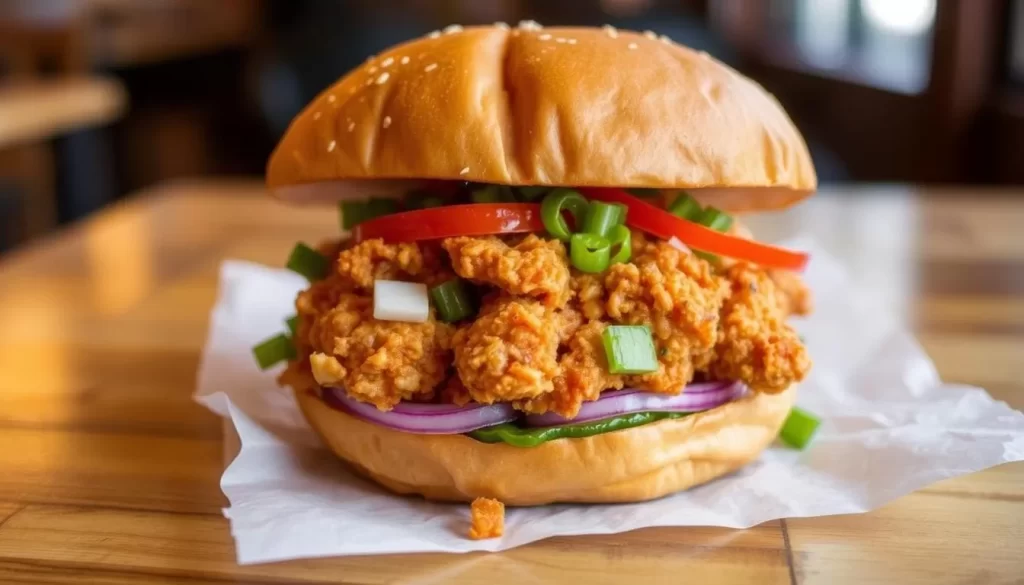 Image of the pepper fried chicken sandwich at 3 Little Pigs