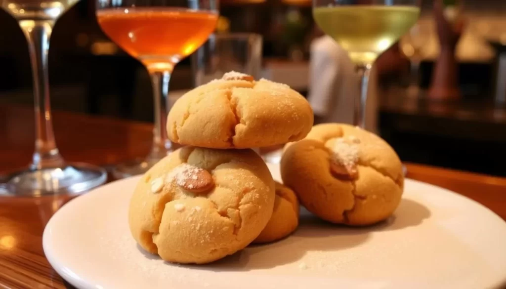 Image of the signature trio of warm almond cookies at Chef's Special Cocktail Bar
