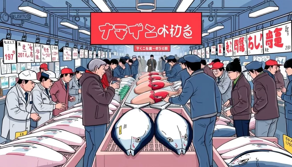 Image of tuna auction at Toyosu Fish Market