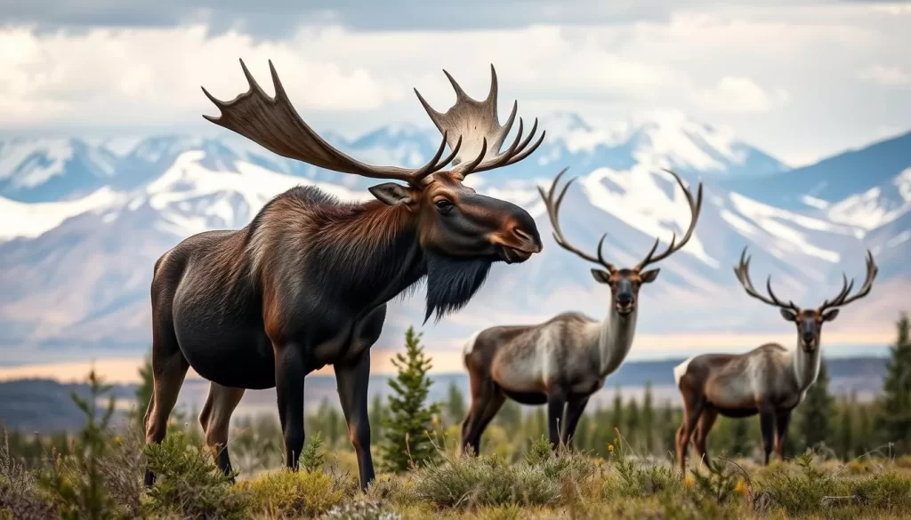 Image of wildlife viewing in Yukon, featuring animals like moose or caribou.