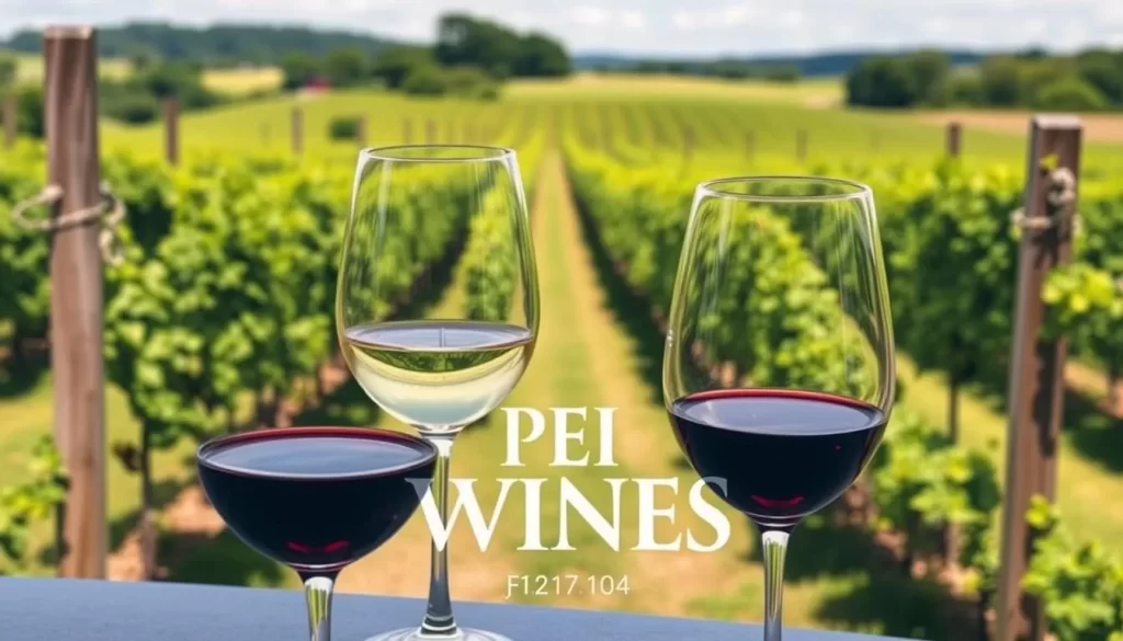 Image of wine glasses and a vineyard at the PEI Festival of Wines