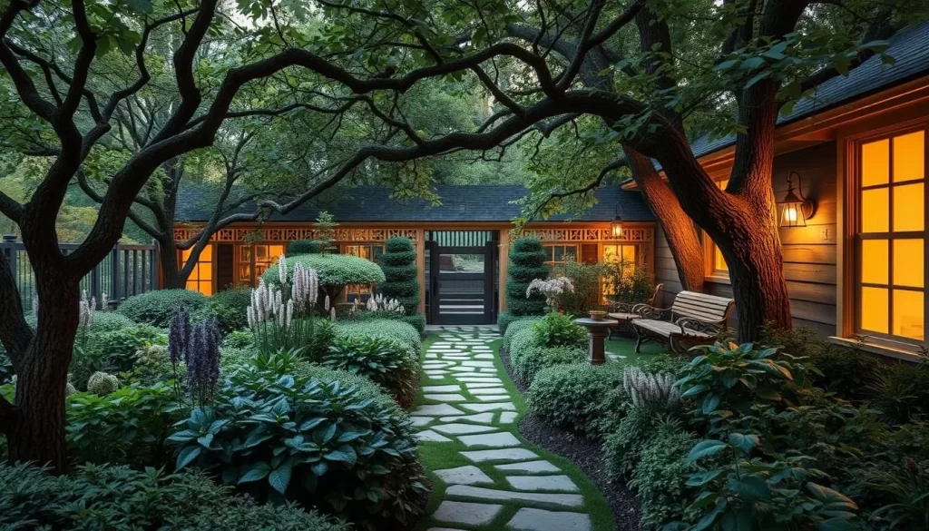 Imagine a serene garden where literature and nature blend seamlessly together, celebrating the life and works of William Faulkner.