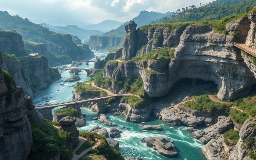 Imagine a series of limestone bridges and caves that snake through part of central Guatemala, merging with the Cabahón River to create a surreal landscape.
