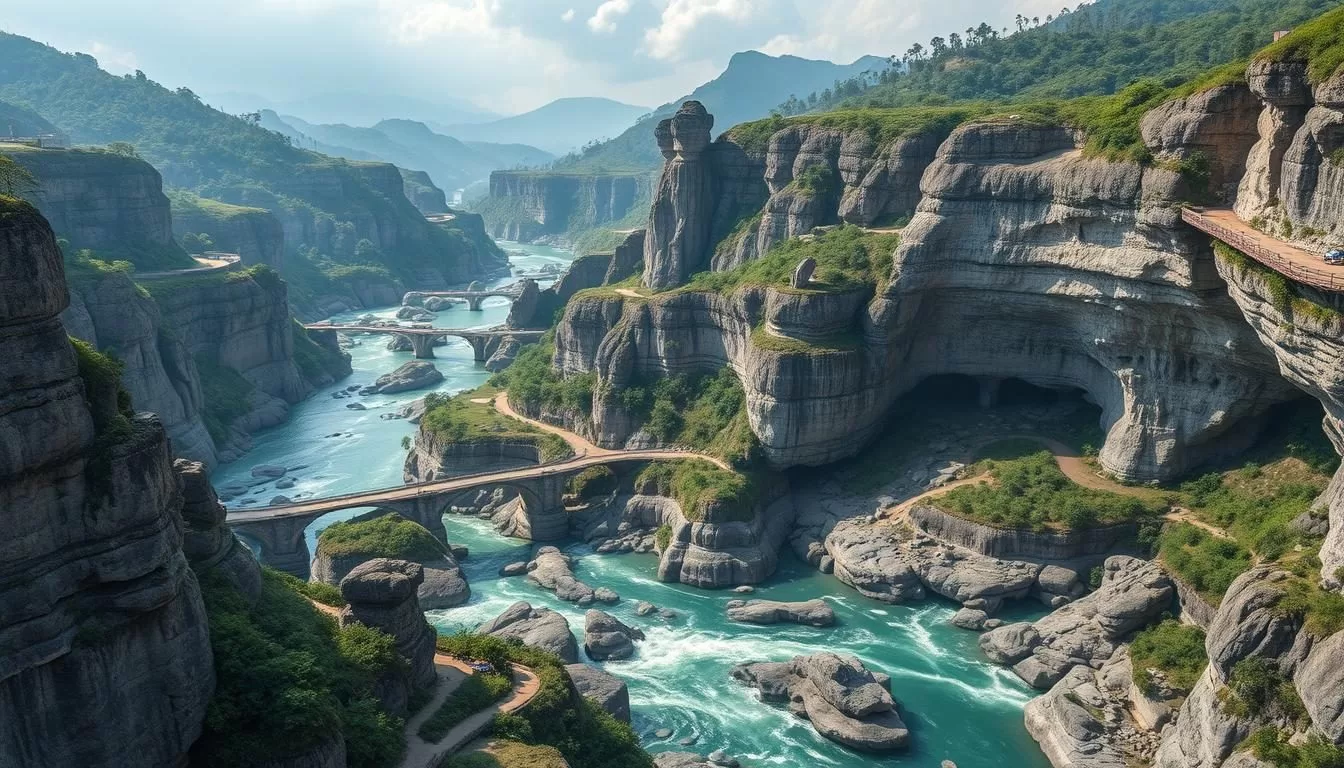 Imagine a series of limestone bridges and caves that snake through part of central Guatemala, merging with the Cabahón River to create a surreal landscape.
