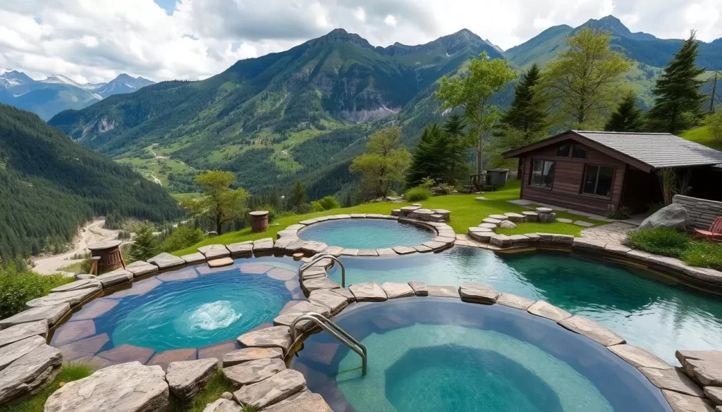 Imagine rejuvenating in a serene mountain setting with natural hot springs and picturesque landscapes.