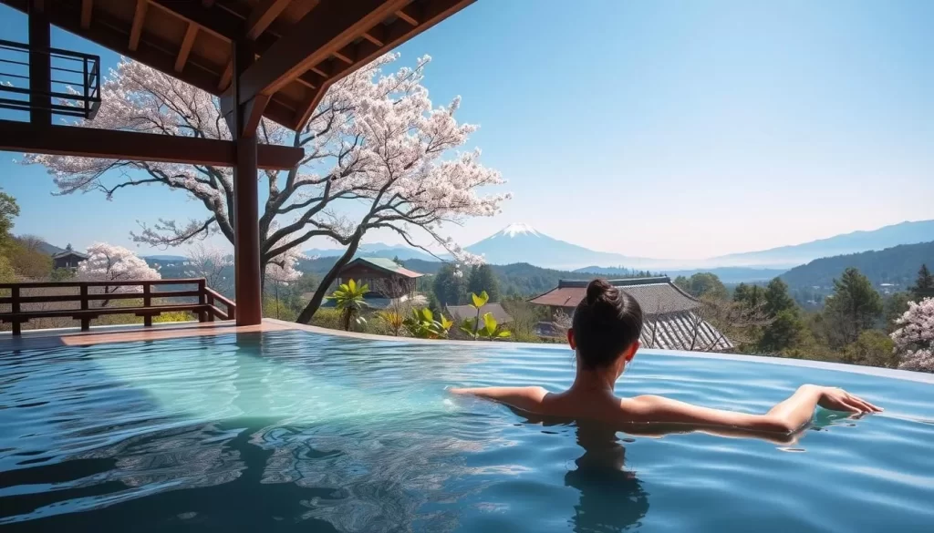 Imagine relaxing in a natural hot spring surrounded by serene Japanese landscapes.