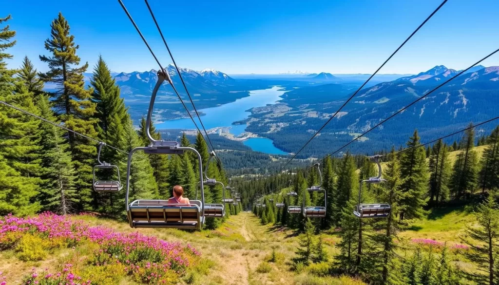 Imagine riding a chairlift at Brundage Mountain, surrounded by lush pine forests and alpine meadows, with panoramic views of Payette Lake and the Seven Devils Mountains.