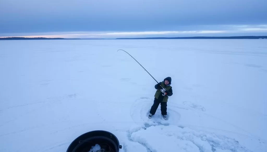 Imagine the thrill of ice fishing on Lake Athapapuskow