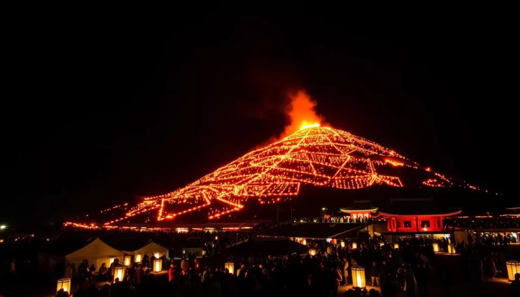 Imagine witnessing Nara's Wakakusa Yamayaki festival, where a hillside is set ablaze, creating a breathtaking spectacle.