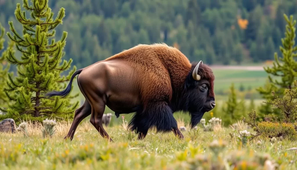 Imagine witnessing the majestic wood bison roaming freely in their natural habitat.