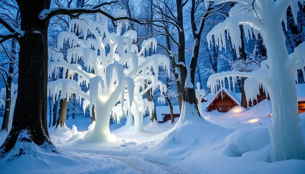 Imagine witnessing trees transformed into surreal ice sculptures, creating an otherworldly landscape at Zao Onsen.