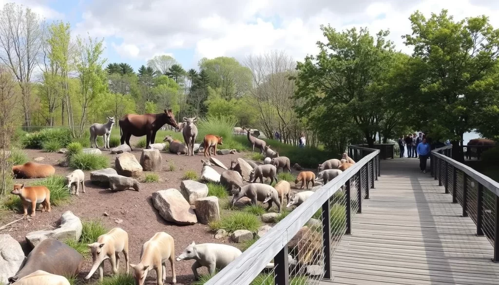 Lincoln Park Zoo Chicago with animals and Nature Boardwalk with Lake Michigan views