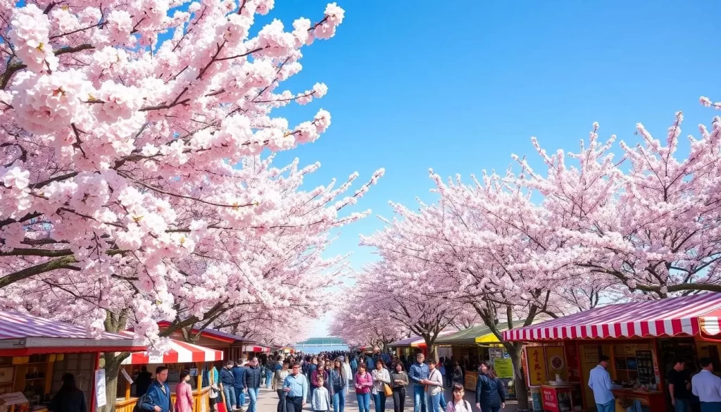 Niigata cherry blossom festival scene