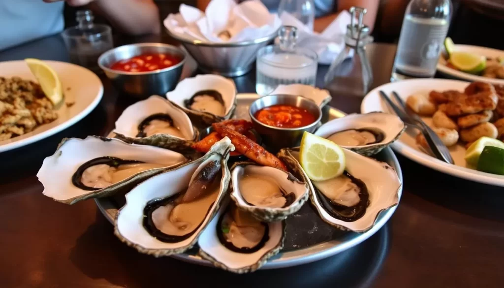 Oysters and seafood at Half Shell, a dive bar-style oyster bar in Lakeview.