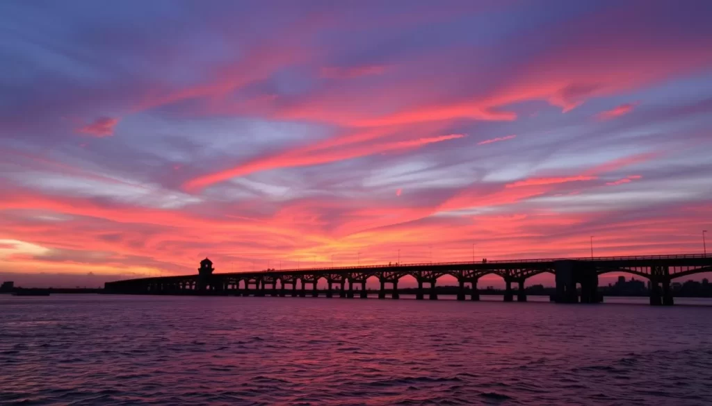 Panama City's Amador Causeway at sunset