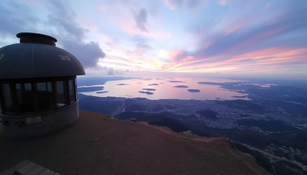 Panoramic view from Eboshidake Observatory overlooking Aso Bay
