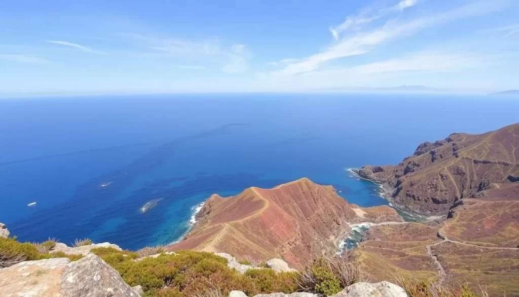 Panoramic view of Cape Higashi-Hennazaki with the ocean stretching to the horizon