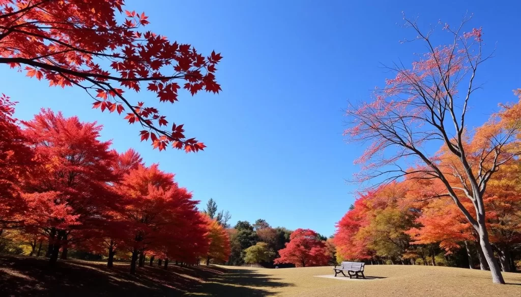 Picture the vibrant autumn colors at Asahiyama Memorial Park.