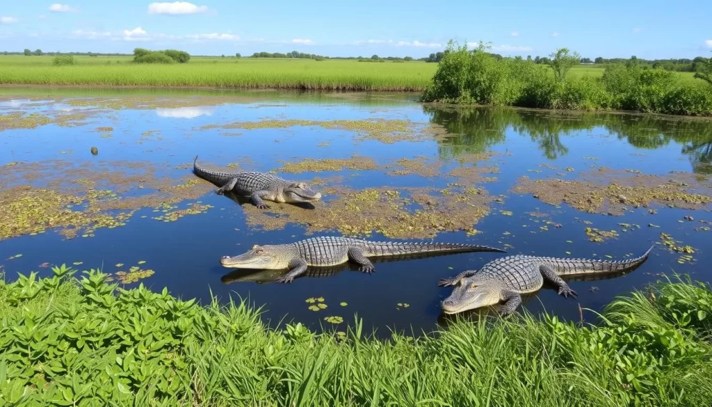 Pintail Wildlife Drive scenery with alligators