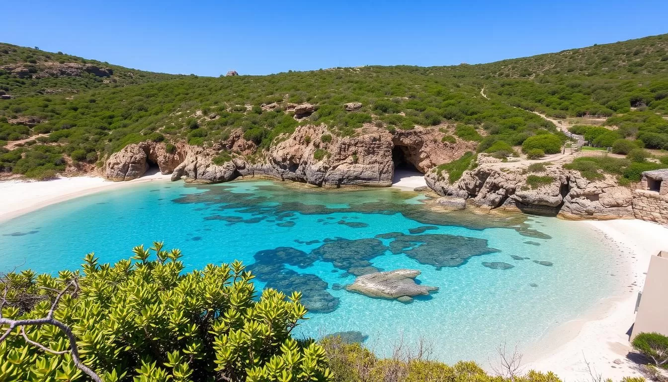 Prainha Beach in Praia, Cape Verde, a secluded cove with clear waters