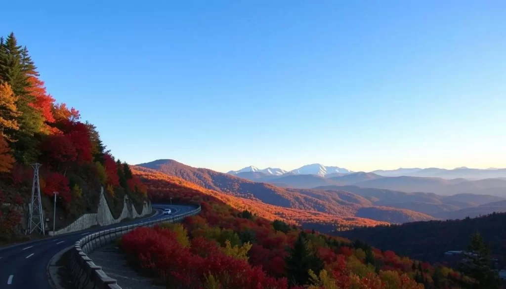 Scenic view of Kancamagus Highway in New Hampshire
