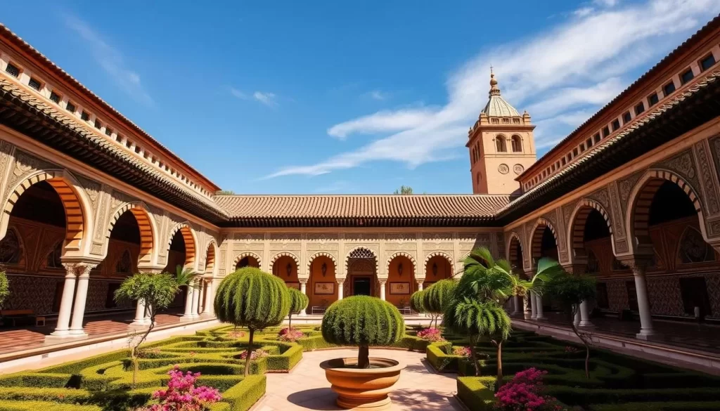 The Alhambra's Court of the Lions in Granada, Spain