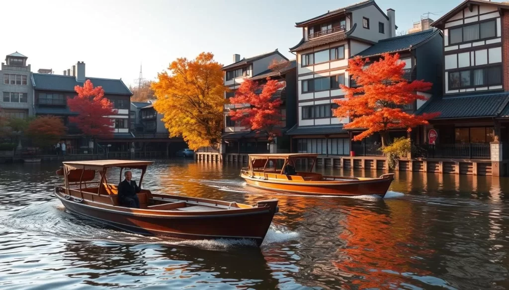 Tokyo canal cruise in Koto district with traditional Edo Period boats