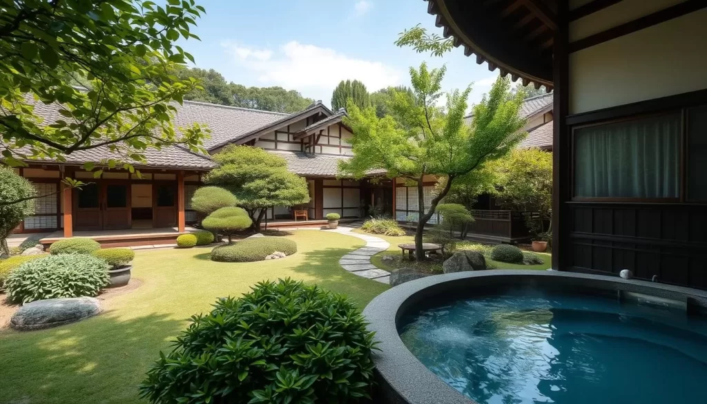 Traditional ryokan in Fukushima with a serene garden and onsen
