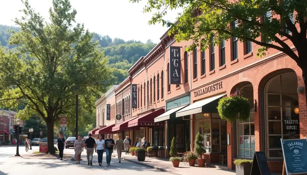 A charming southern town, Talladega nestled amidst rolling hills and lush greenery. The historic downtown is lined with quaint brick buildings, their facades adorned with intricate architectural details. Sunlight filters through the canopy of trees, casting warm, golden hues on the sidewalks and storefronts. Locals and visitors stroll leisurely, admiring the unique shops, cafes, and galleries that offer a glimpse into the town's rich history and vibrant culture. A sense of timelessness permeates the air, inviting you to slow down, explore, and soak in the captivating charm of Talladega.