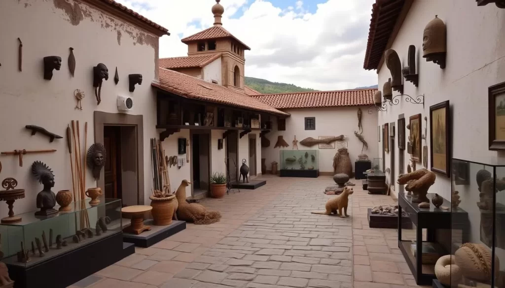 A colonial-era building housing a museum with tribal artifacts, archaeological findings, and natural history specimens.