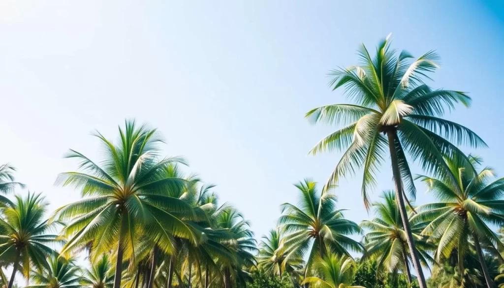 A detailed visualization of the average monthly temperatures on the Cocos (Keeling) Islands, showcasing the tropical climate. A vibrant color palette represents the year-round warmth, with a seamless transition between the mild, sunny days and the slightly cooler evenings. The scene depicts a serene tropical landscape, with lush palm trees swaying in the gentle breeze and a clear, azure sky overhead. The lighting is soft and diffused, creating a calming, almost dreamlike atmosphere. The composition balances the natural elements, allowing the viewer to immerse themselves in the temperate, idyllic setting. This image perfectly illustrates the year-round temperature patterns of the Cocos (Keeling) Islands, setting the stage for a weather-savvy trip.