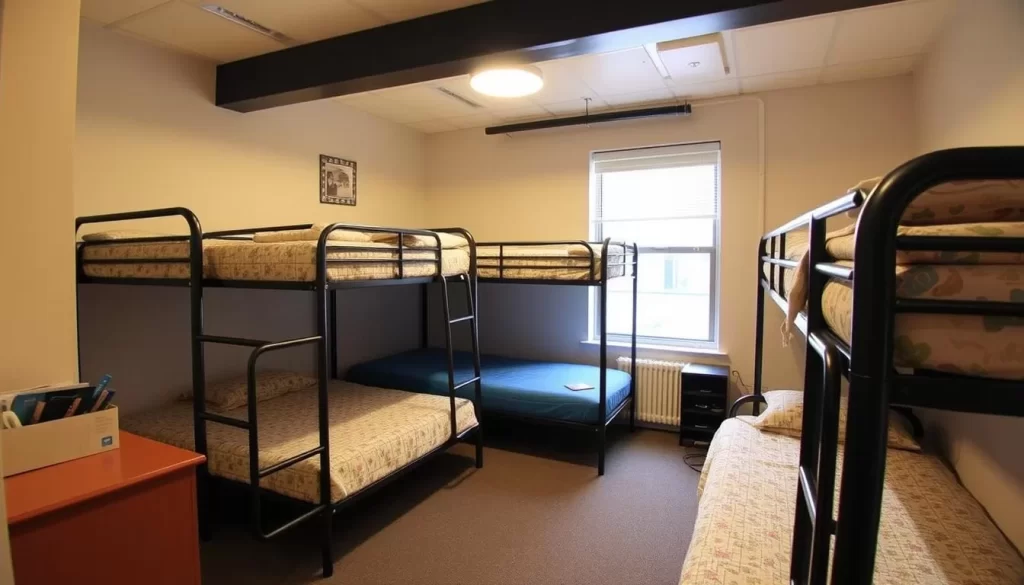 A dorm room at HI Chicago Hostel, showing its clean and welcoming environment.