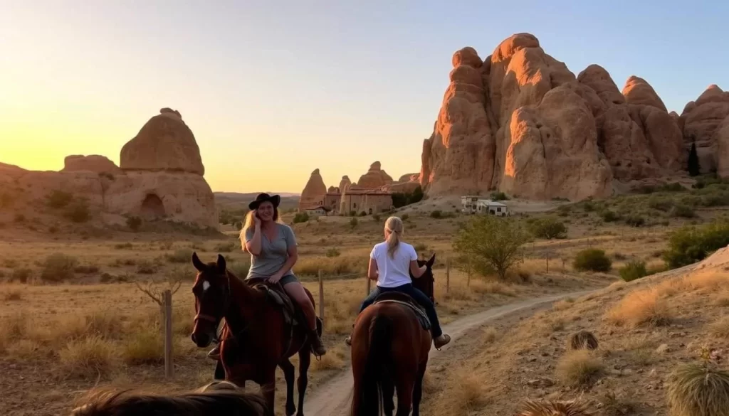 A horseback ride through Cappadocia's Rose Valley at sunset, with the rocks glowing golden.