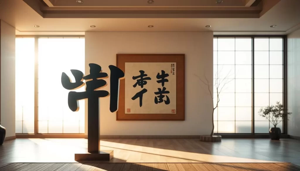 A majestic calligraphic display of the Korean alphabet, Hangul, stands prominently in the foreground, illuminated by warm, natural sunlight filtering through large windows. In the middle ground, a meticulously crafted Korean ink painting frames the scene, depicting the harmonious integration of traditional and modern elements. The background is filled with a serene, minimalist interior, showcasing the timeless elegance of Korean design. The overall composition conveys a sense of cultural heritage, linguistic sophistication, and artistic refinement, capturing the essence of the "Standard Korean (Pyojuneo): The Foundation".