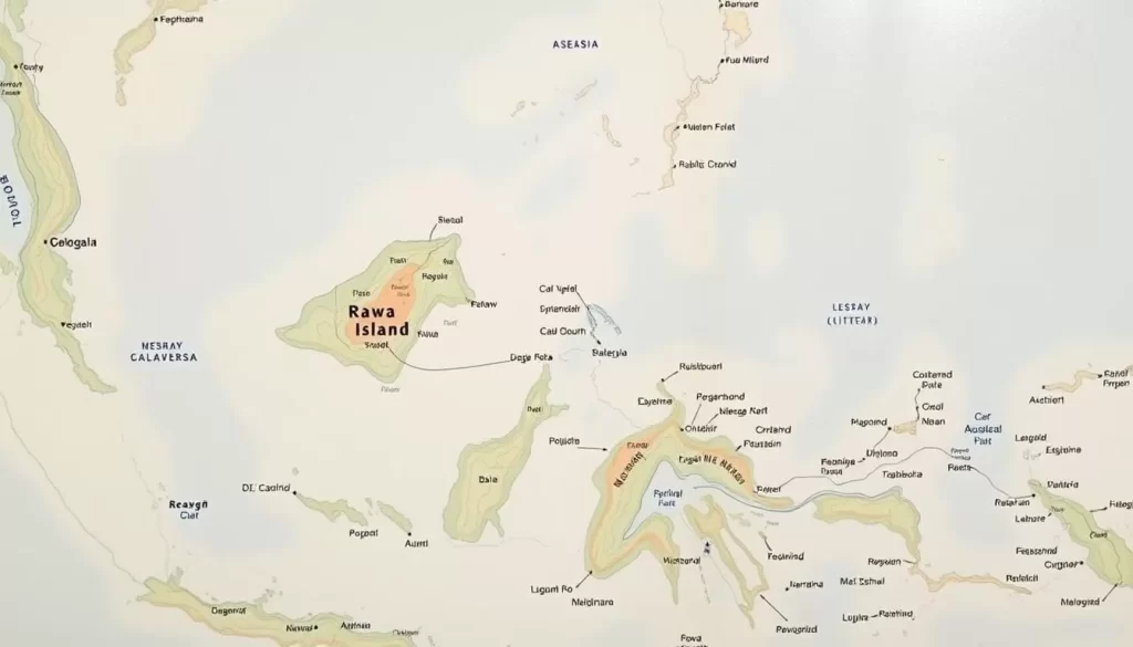 A map showing the location of Rawa Island off the coast of Malaysia.